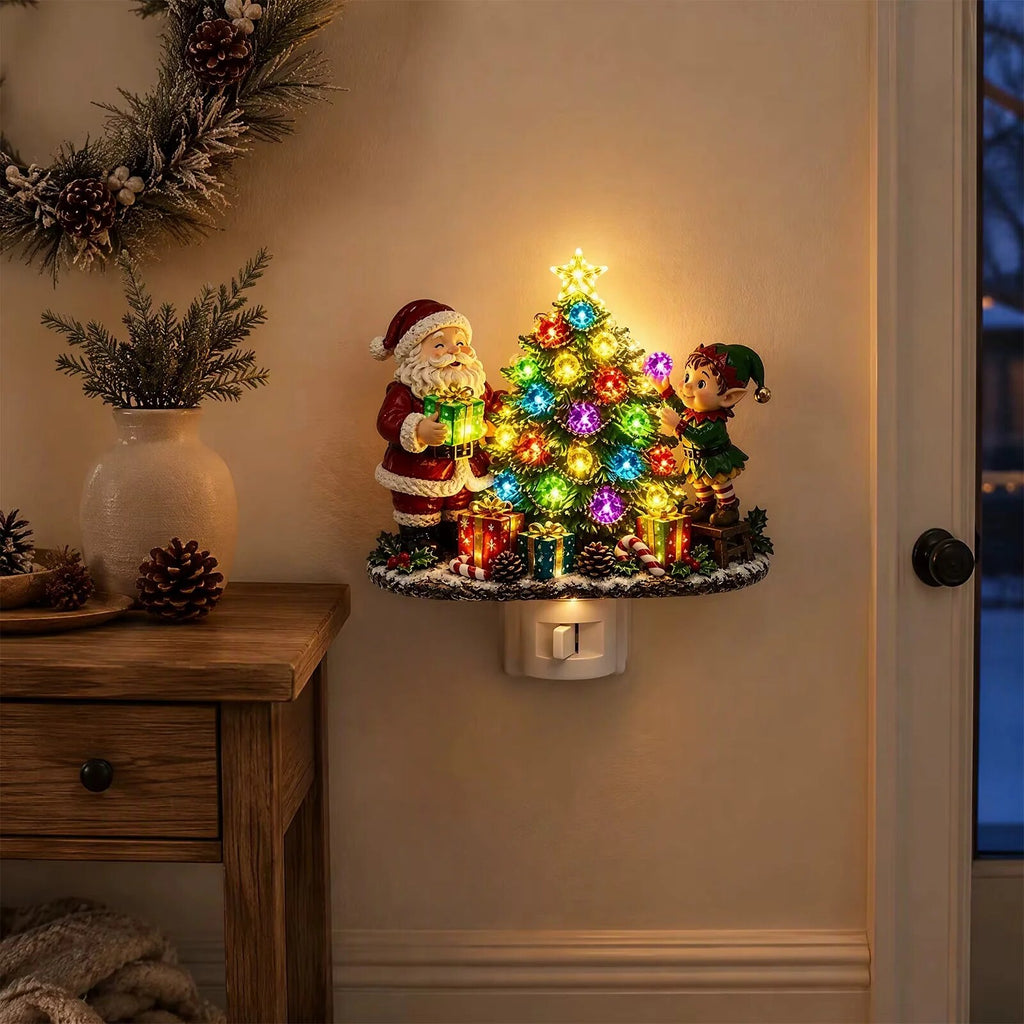 Veilleuse de Noël – luminaire strassé avec Père Noël