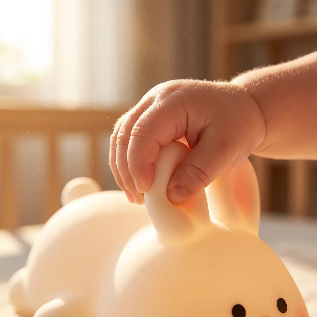 Veilleuse Lapin Incassable – Silicone souple, tactile