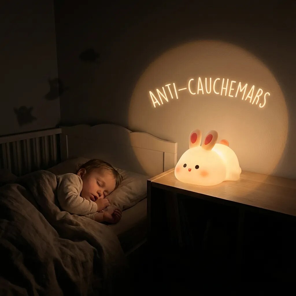 Veilleuse Lapin Incassable – Silicone souple, tactile