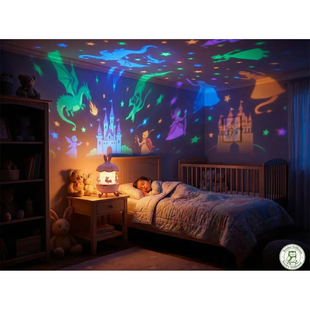 Veilleuse musicale – projecteur Bluetooth et 12 films