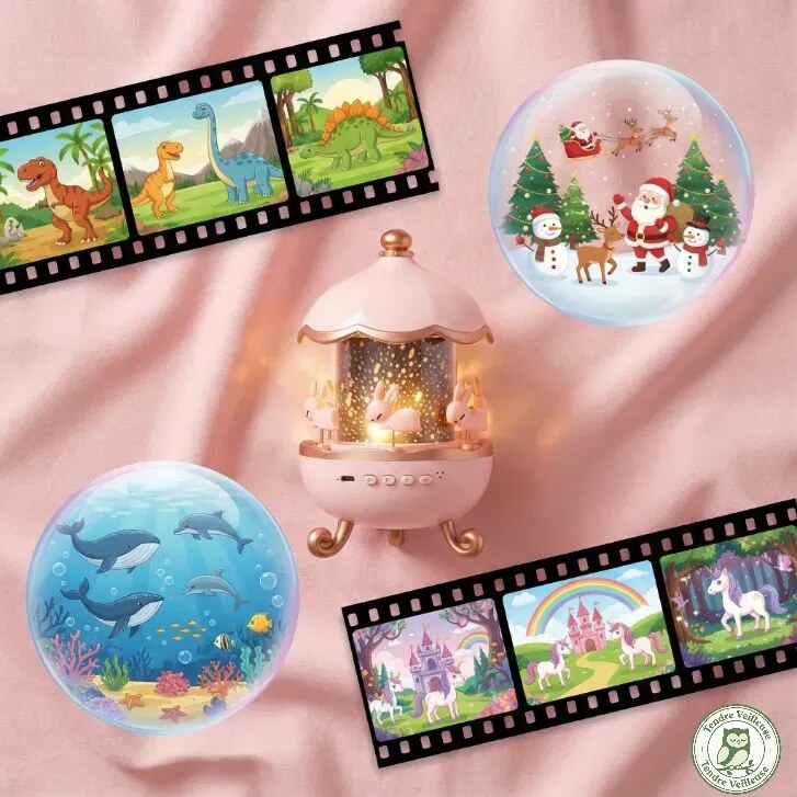 Veilleuse musicale – projecteur Bluetooth et 12 films