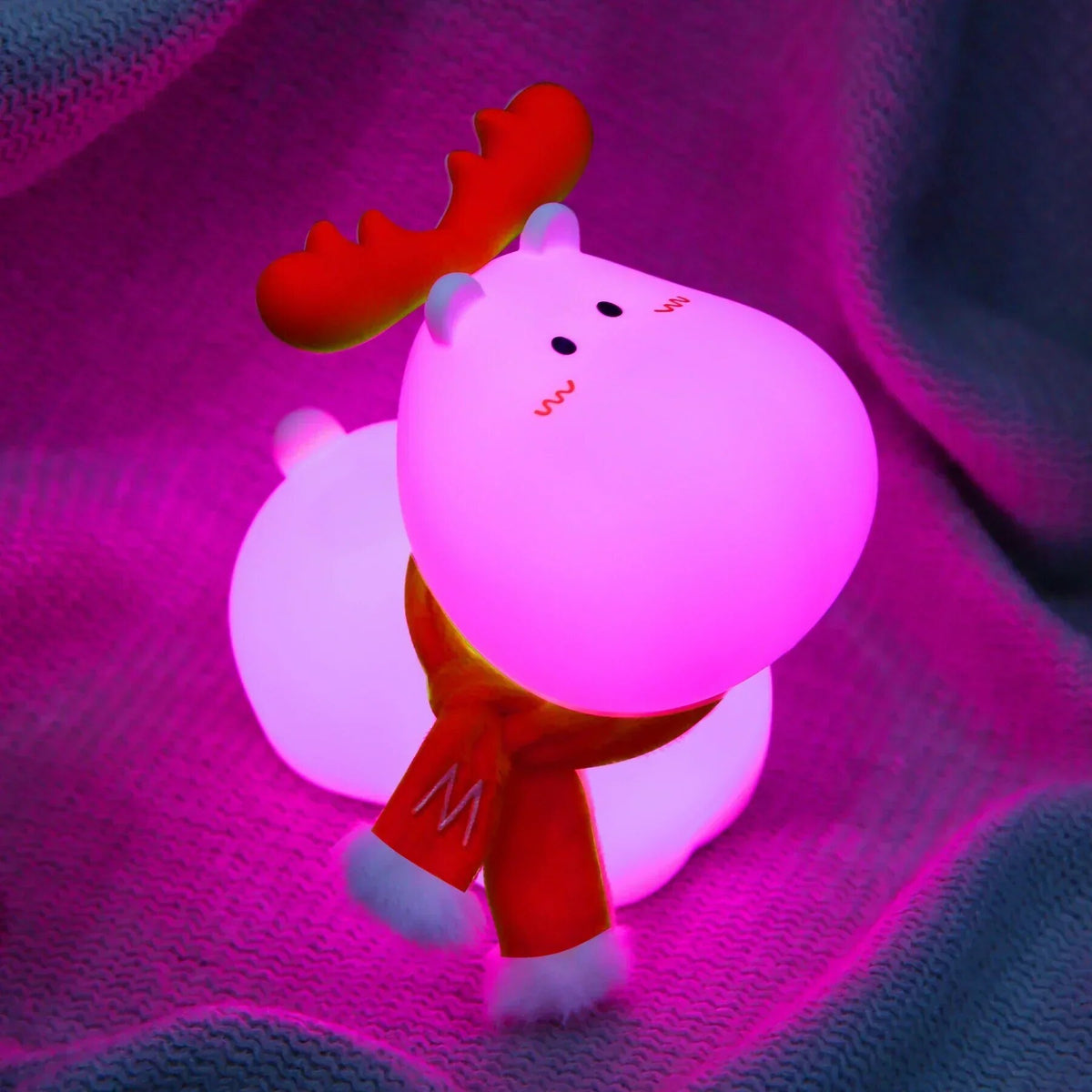 Veilleuse renne – silicone rechargeable, LED blanc chaud