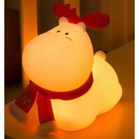 Veilleuse renne – silicone rechargeable, LED blanc chaud