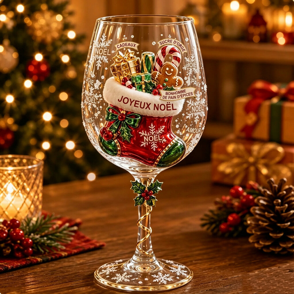 Verres de Noël – Motifs de fête en relief 3D à boire
