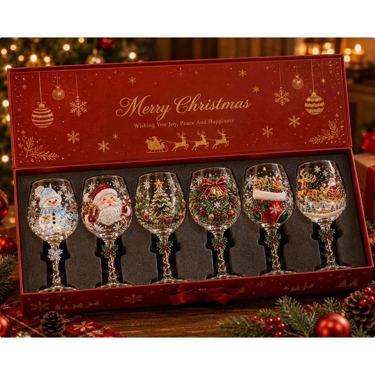 Verres de Noël – Motifs de fête en relief 3D à boire