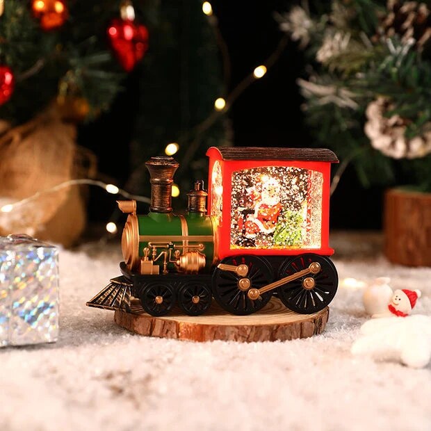 Train de Noël à musique – Décoration rétro avec Père Noël